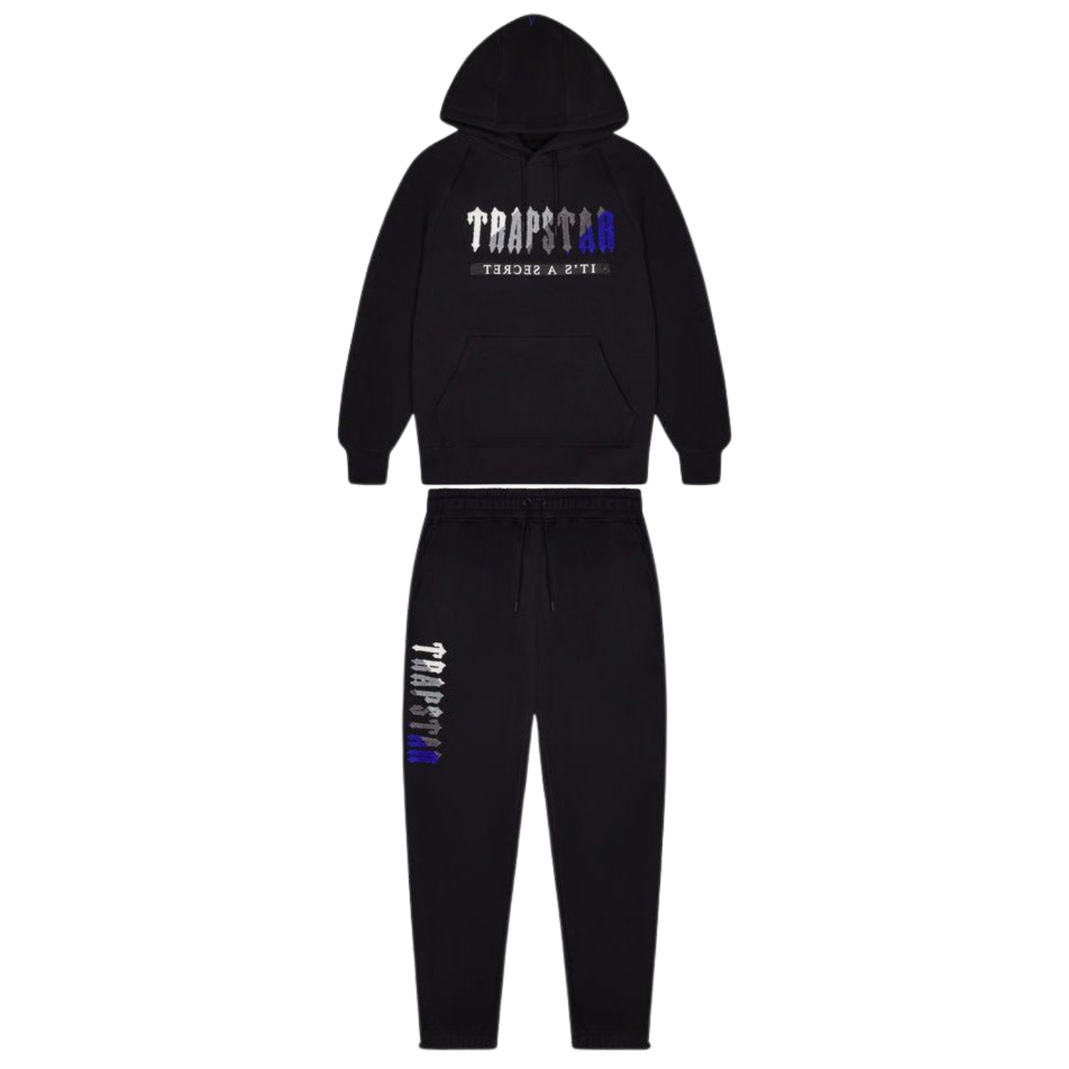 Trapstar Chenille Decoded Hooded Tracksuit Black Blue