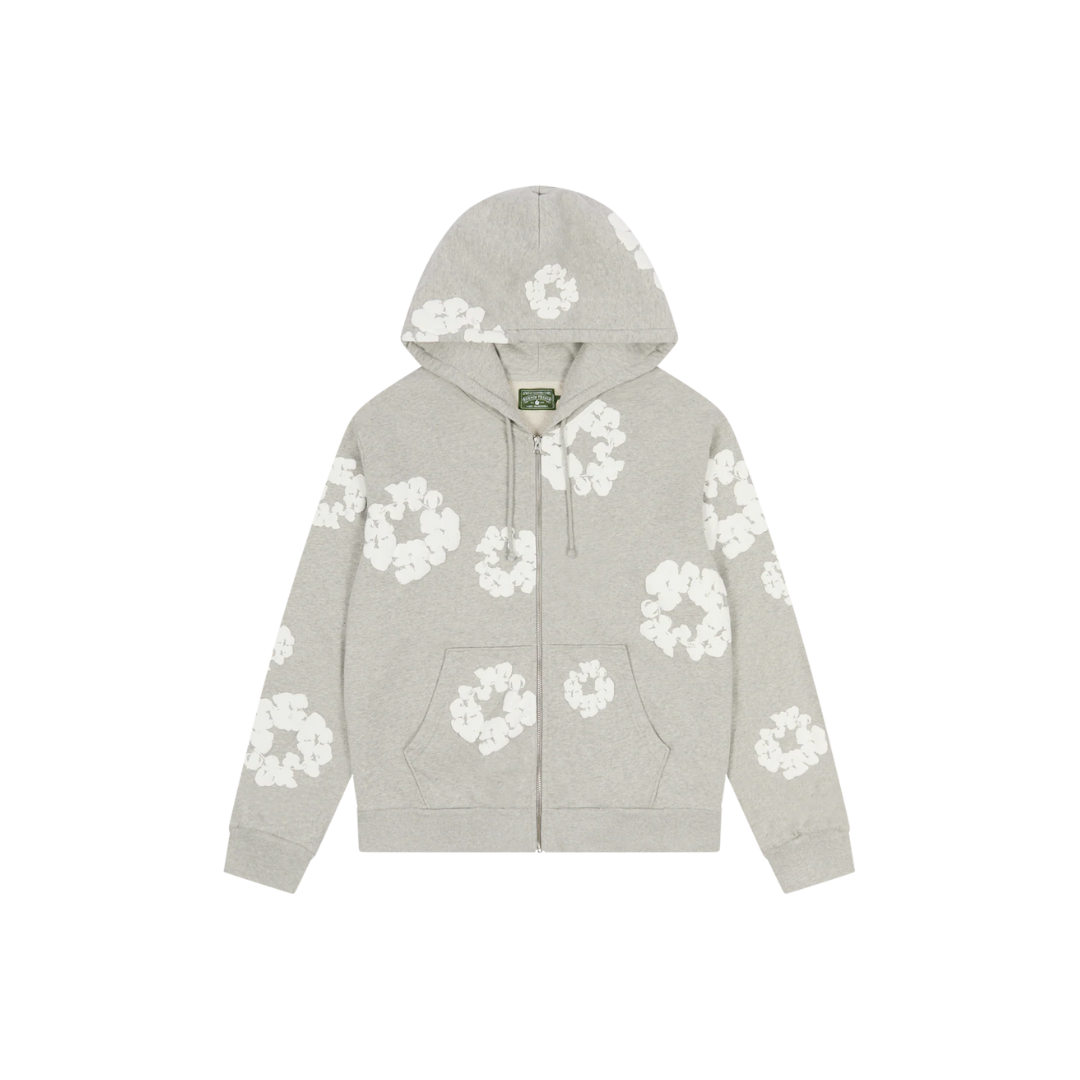 Denim Tears Cotton Wreath Zip Hoodie Grey | Hype Locker UK