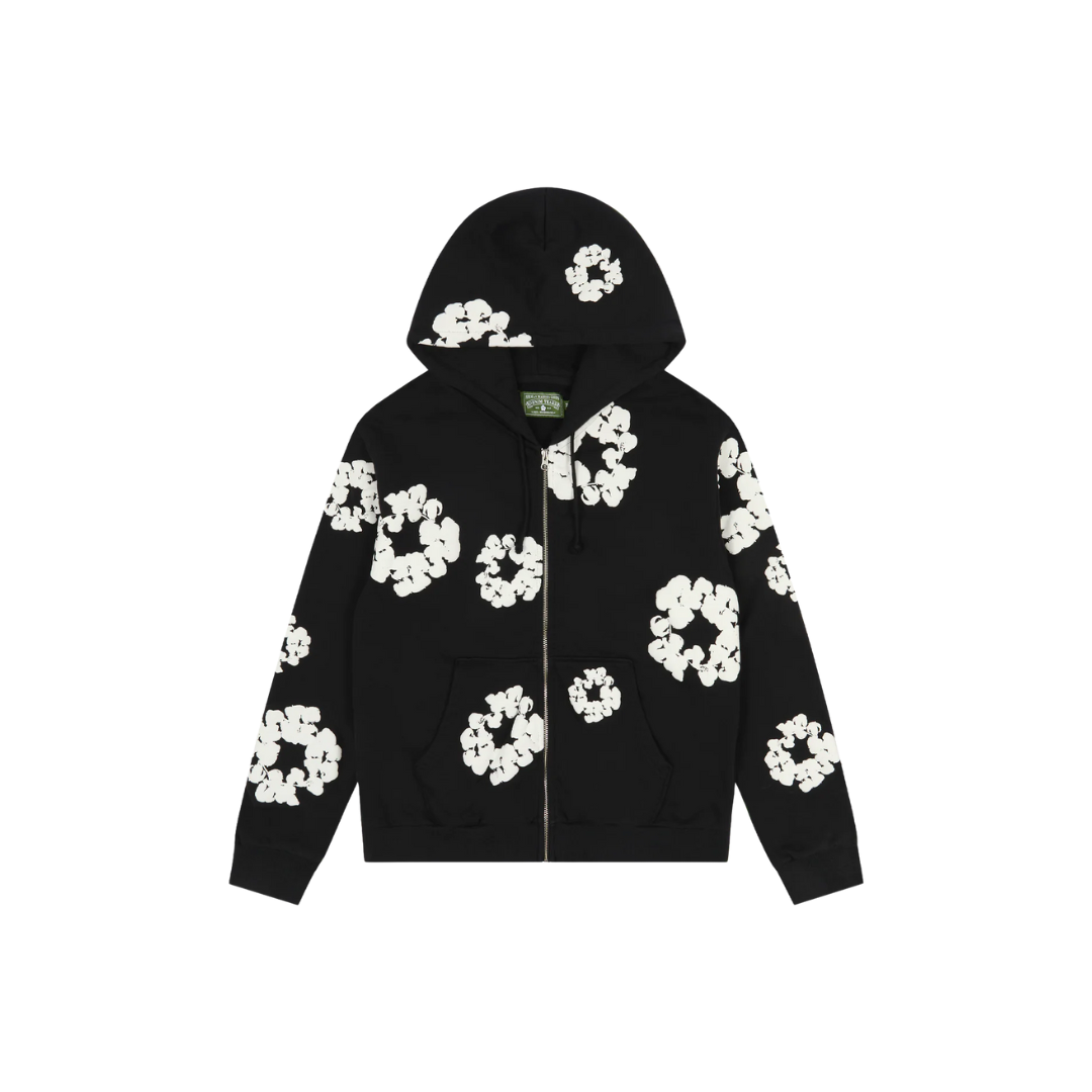 Denim Tears Cotton Wreath Zip Hoodie Black | Hype Locker UK