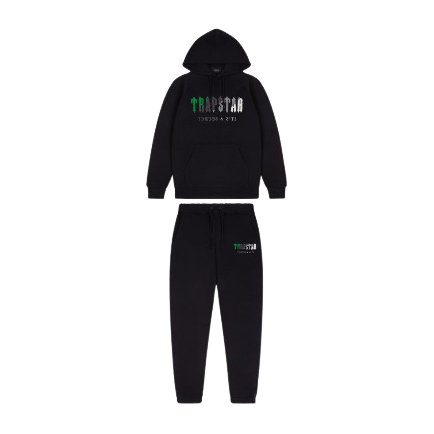 Trapstar Chenille Decoded Hooded Tracksuit - Black / Green Bee