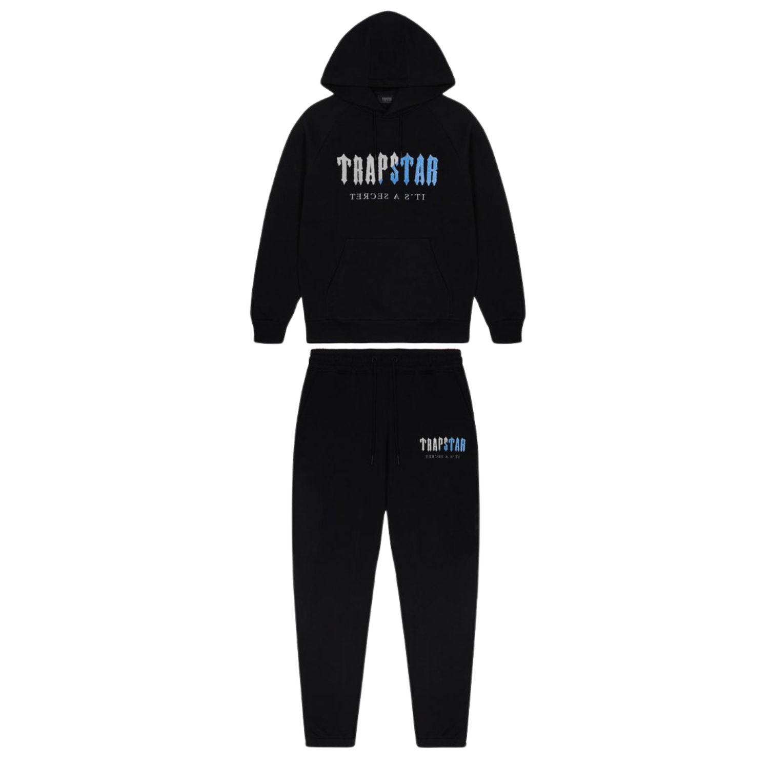 TRAPSTAR DECODED CHENILLE HOODED TRACKSUIT BLACK ICE