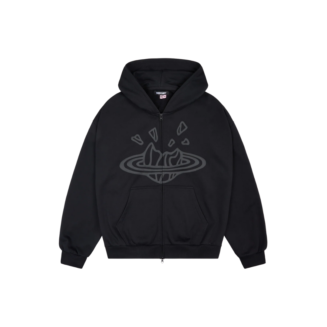 Broken Planet Midnight Black Zip Up Hoodie | Hype Locker UK