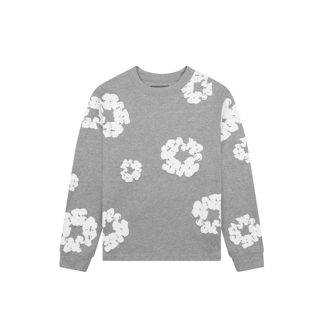 Denim Tears Cotton Wreath Long Sleeve T-Shirt Grey | Hype Locker UK