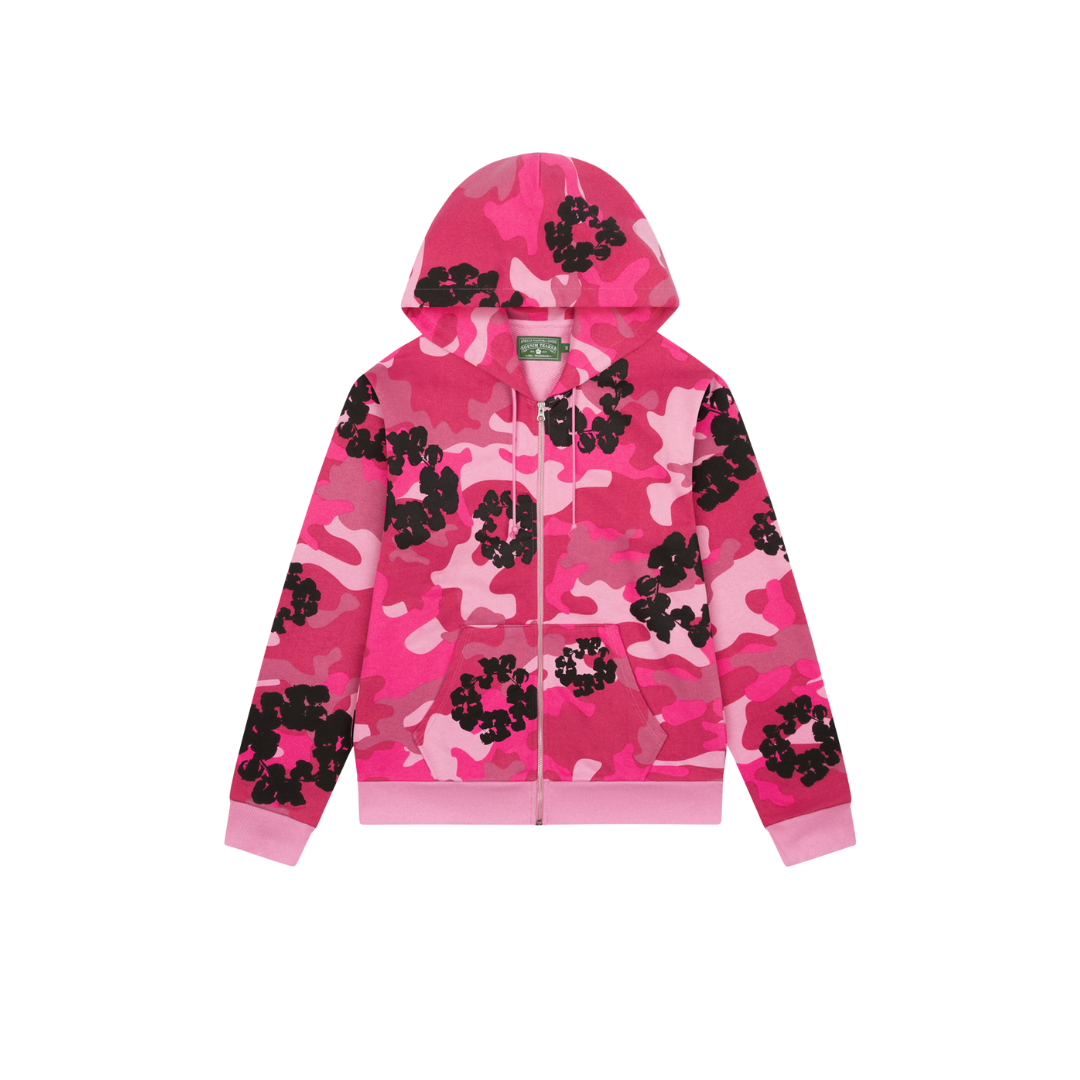 Denim Tears Cotton Wreath Zip Hoodie Pink Camo | Hype Locker UK
