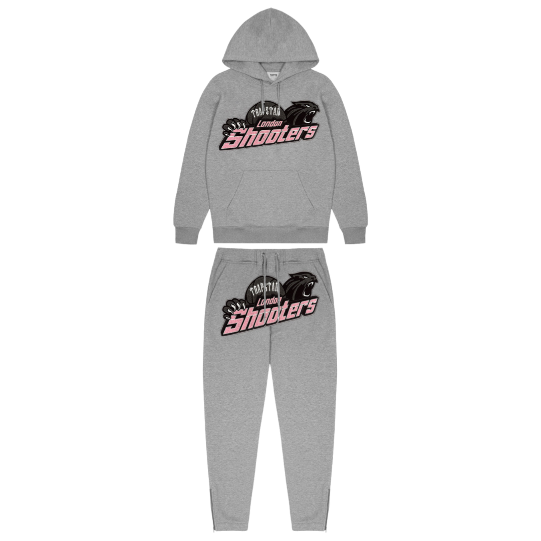TRAPSTAR SHOOTERS HOODED TRACKSUIT GREY PINK
