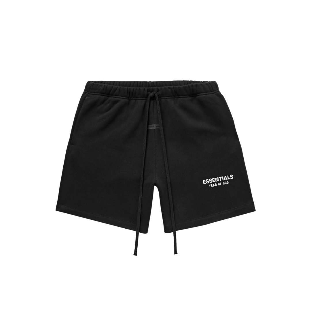 Fear of God ESSENTIALS - Jet Black Shorts (SS25) | Hype Locker UK