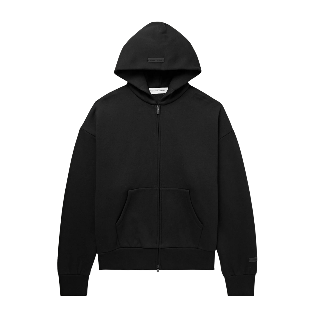 Fear of God ESSENTIALS - Jet Black Zip Hoodie (SS25) | Hype Locker UK Fear of God ESSENTIALS - Jet Black Zip Hoodie (SS25) | Hype Locker UK