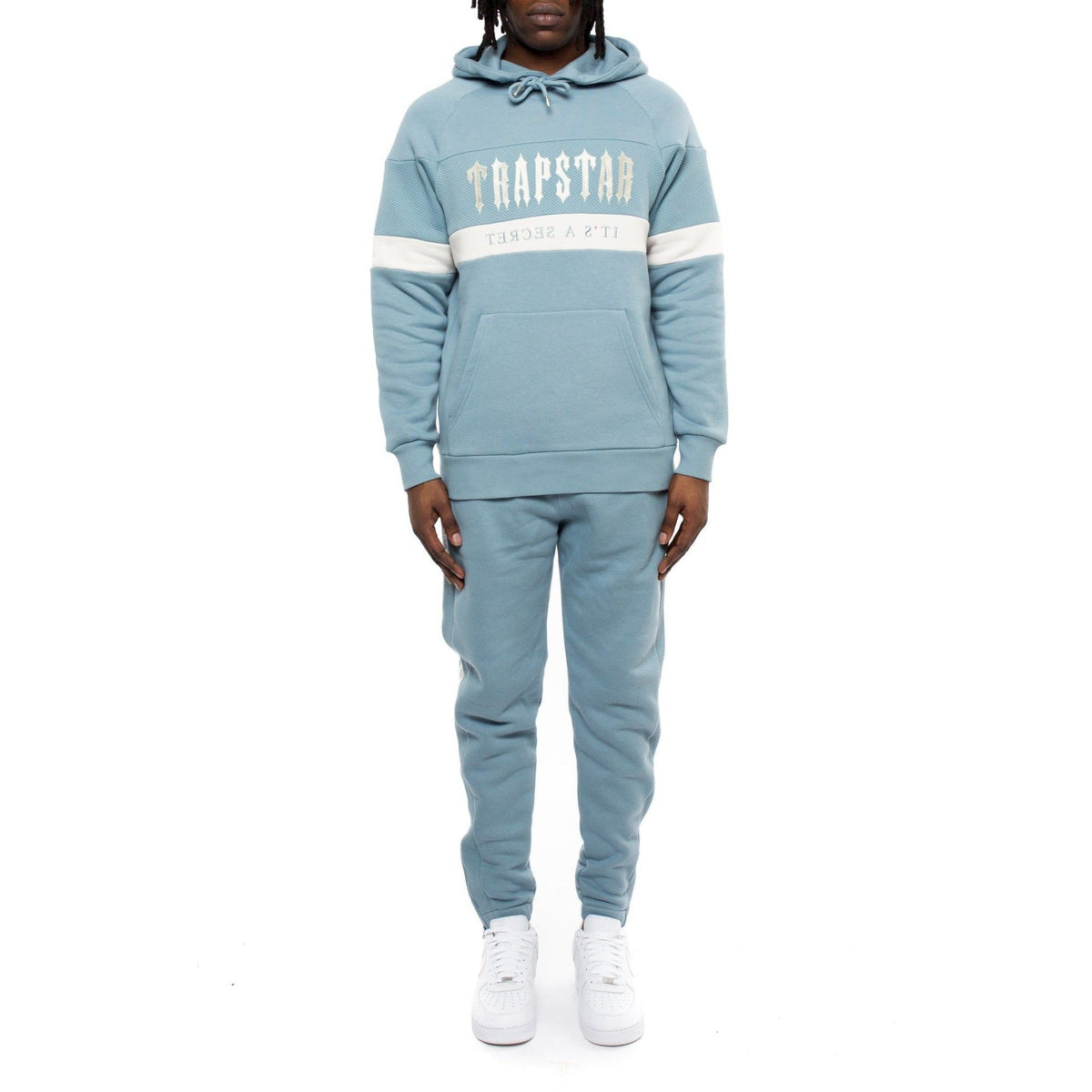 Trapstar Decoded Mesh Panel Hooded Tracksuit - Citadel / White