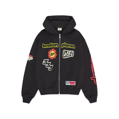 BROKEN PLANET PERFORMANCE SOOT BLACK ZIP UP HOODIE