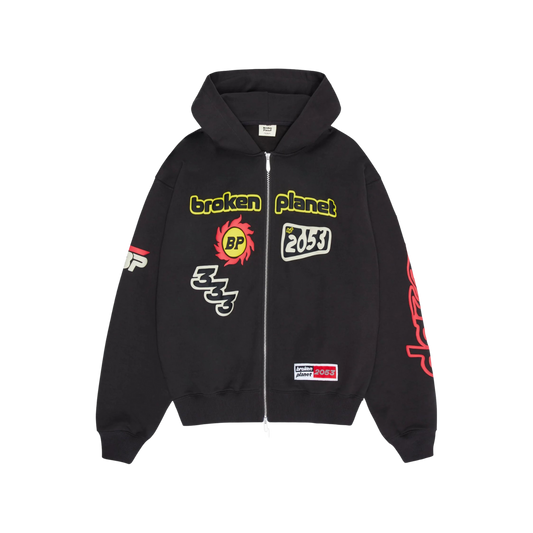 BROKEN PLANET PERFORMANCE SOOT BLACK ZIP UP HOODIE