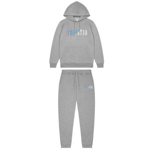 TRAPSTAR DECODED CHENILLE HOODED TRACKSUIT - GREY ICE