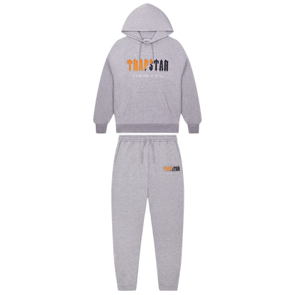 TRAPSTAR DECODED CHENILLE HOODED TRACKSUIT - GREY / ORANGE