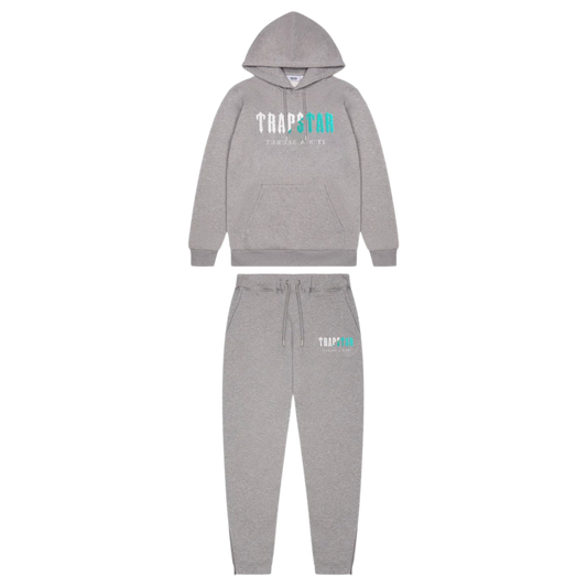 TRAPSTAR DECODED CHENILLE HOODED TRACKSUIT - GREY / TEAL