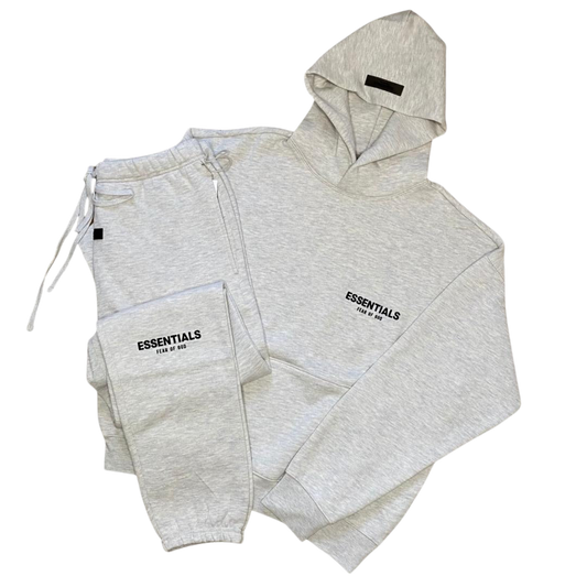 FEAR OF GOD ESSENTIALS LIGHT HEATHER OATMEAL TRACKSUIT (SS22) - Hype Locker UK