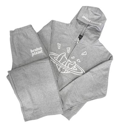 BROKEN PLANET HEATHER GREY ZIP UP TRACKSUIT