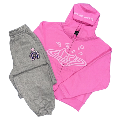 BROKEN PLANET CANDY PINK ZIP UP TRACKSUIT