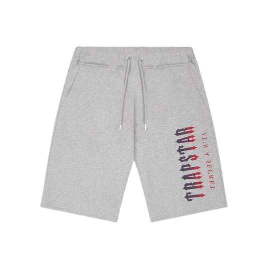 TRAPSTAR OVERSIZED DECODED SHORTS - GREY / RED GRADIENT - Hype Locker UK