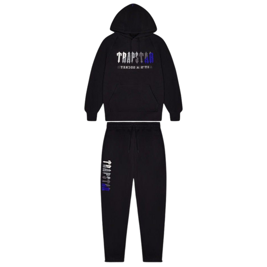 TRAPSTAR CHENILLE DECODED 2.0 HOODED TRACKSUIT - BLACK / BLUE - Hype Locker UK