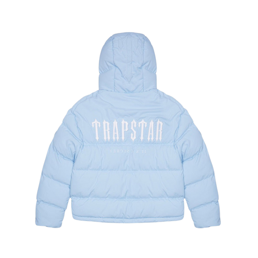 TRAPSTAR DECODED HOODED PUFFER JACKET 2.0 - ICE BLUE - Hype Locker UK