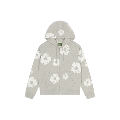 DENIM TEARS COTTON WREATH ZIP HOODIE GREY