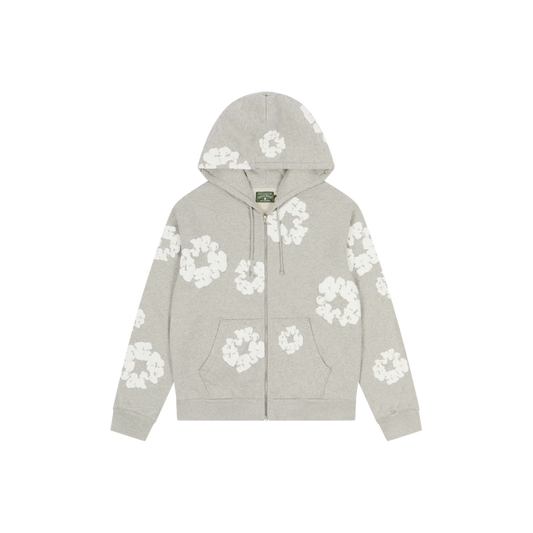 DENIM TEARS COTTON WREATH ZIP HOODIE GREY