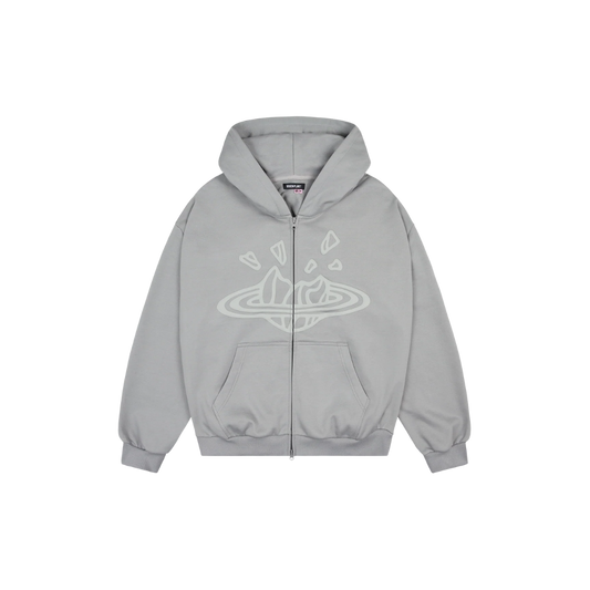 BROKEN PLANET GUNMETAL GREY ZIP UP HOODIE