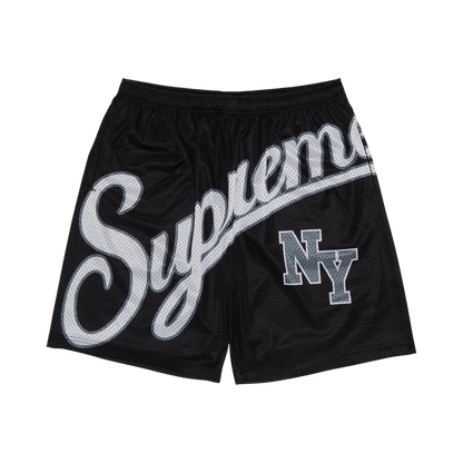 SUPREME BIG SCRIPT MESH SHORTS - BLACK