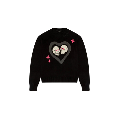 BROKEN PLANET 'HEARTS ARE MADE TO BE BROKEN' MIDNIGHT BLACK KNIT SWEATER