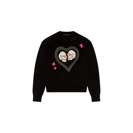 BROKEN PLANET 'HEARTS ARE MADE TO BE BROKEN' MIDNIGHT BLACK KNIT SWEATER