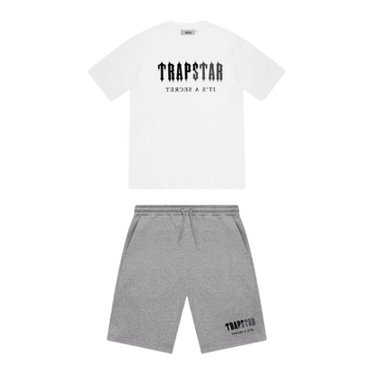 TRAPSTAR CHENILLE DECODED SHORT SET - WHITE / GREY