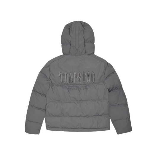 TRAPSTAR DECODED HOODED PUFFER JACKET 2.0 - GREY - Hype Locker UK