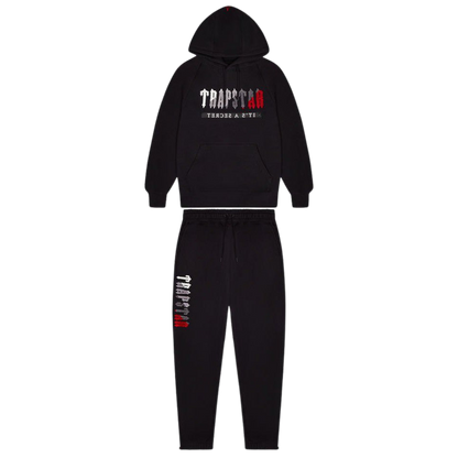 TRAPSTAR CHENILLE DECODED 2.0 HOODED TRACKSUIT - BLACK / RED - Hype Locker UK