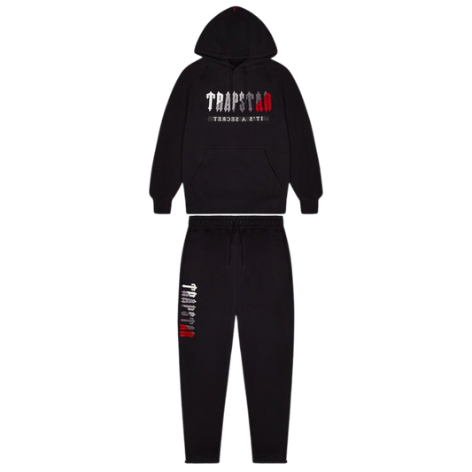 TRAPSTAR CHENILLE DECODED 2.0 HOODED TRACKSUIT - BLACK / RED - Hype Locker UK