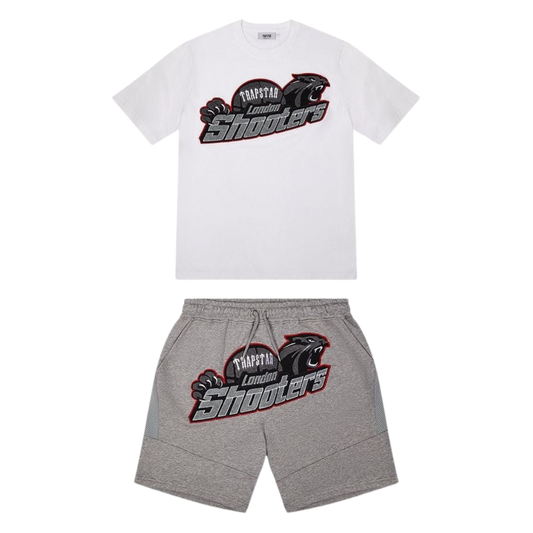 TRAPSTAR SHOOTERS SHORT SET - WHITE / GREY / RED - Hype Locker UK