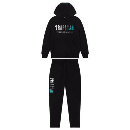 TRAPSTAR CHENILLE DECODED 2.0 HOODED TRACKSUIT - BLACK / TEAL - Hype Locker UK