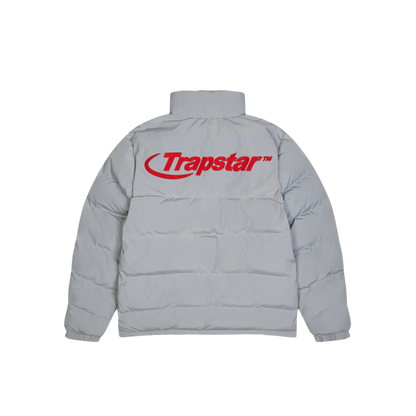 TRAPSTAR HYPERDRIVE PUFFER JACKET - LIGHT GREY / RED - Hype Locker UK