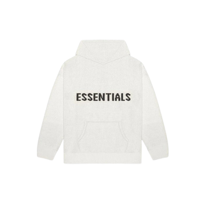 FEAR OF GOD ESSENTIALS LIGHT HEATHER OATMEAL KNIT HOODIE - Hype Locker UK