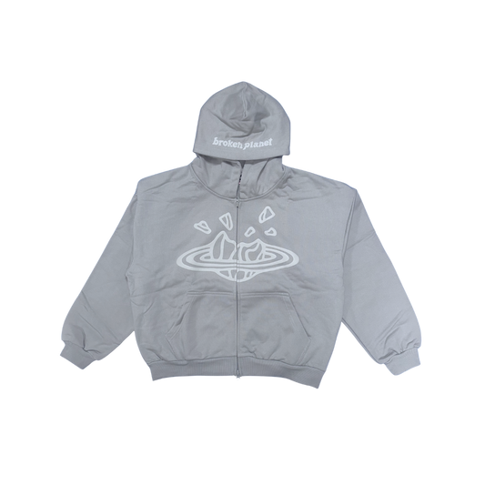 BROKEN PLANET GUNMETAL GREY ZIP UP HOODIE