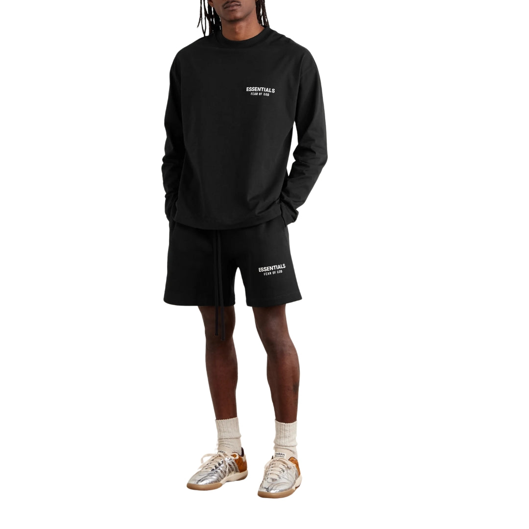 Fear of God ESSENTIALS - Jet Black Shorts (SS25) | Hype Locker UK