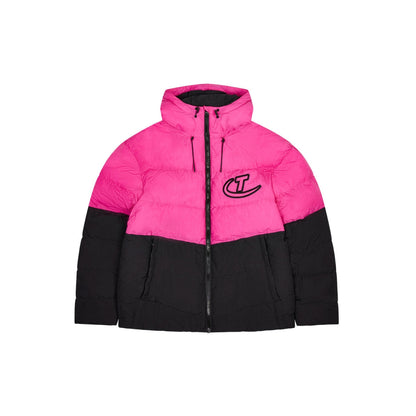 TRAPSTAR HYPERDRIVE HOODED PUFFER JACKET - BLACK / PINK