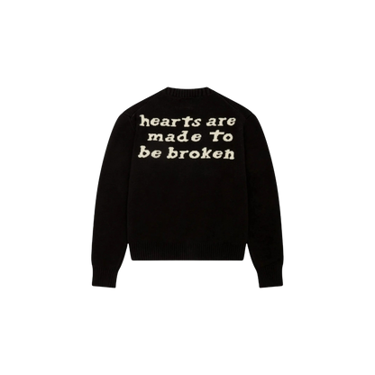 BROKEN PLANET 'HEARTS ARE MADE TO BE BROKEN' MIDNIGHT BLACK KNIT SWEATER