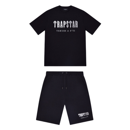 TRAPSTAR CHENILLE DECODED SHORT SET - BLACK / GREY