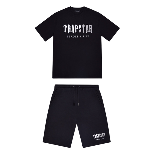 TRAPSTAR CHENILLE DECODED SHORT SET - BLACK / GREY