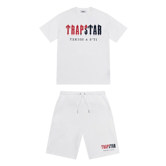 TRAPSTAR CHENILLE DECODED SHORT SET - WHITE / RED