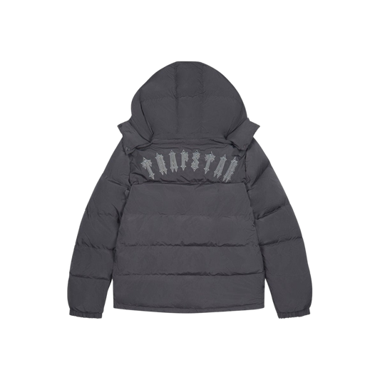 TRAPSTAR IRONGATE DETACHABLE HOODED PUFFER JACKET - STONE GREY - Hype Locker UK