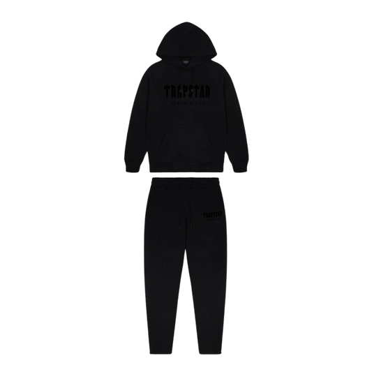 TRAPSTAR CHENILLE DECODED HOODED TRACKSUIT - BLACKOUT EDITION - Hype Locker UK