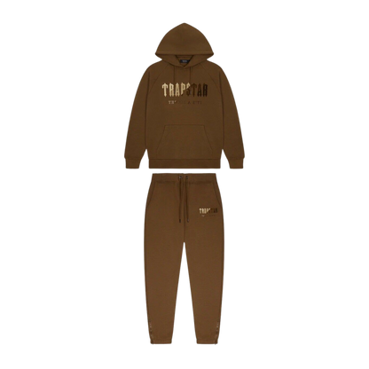 TRAPSTAR CHENILLE DECODED HOODED TRACKSUIT - EARTH BROWN - Hype Locker UK