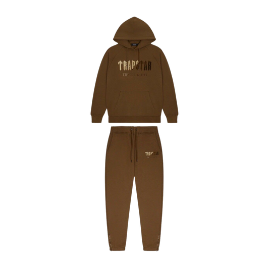 TRAPSTAR CHENILLE DECODED HOODED TRACKSUIT - EARTH BROWN - Hype Locker UK