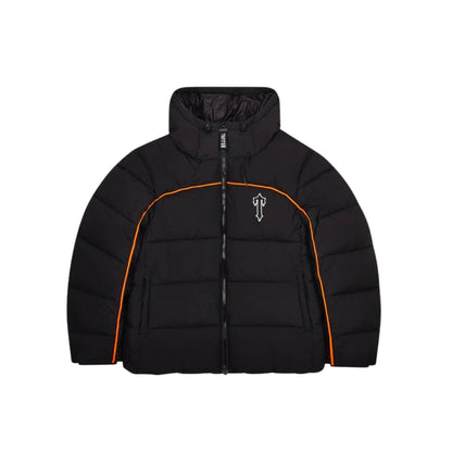 TRAPSTAR IRONGATE ARCH PIPING PUFFER JACKET - BLACK / ORANGE