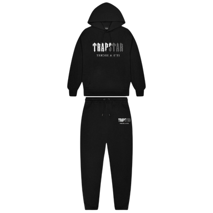 TRAPSTAR DECODED CHENILLE HOODED TRACKSUIT BLACK GREY